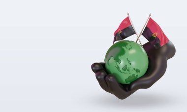 3d Dünya Ortamı Günü Angola bayrağı sağ görünümü görüntülüyor