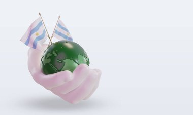 3d Dünya Çevre Günü Arjantin bayrağı sol görüşü yansıtıyor