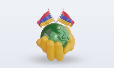 3d. Dünya Ortam Günü Ermenistan bayrağı ön görünüm oluşturuyor