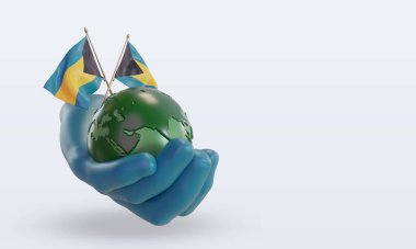 3d. Dünya Ortam Günü Bahamalar bayrağı sol görünümü yansıtıyor