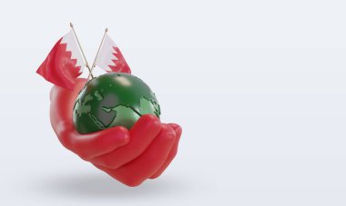 3d Dünya Çevre Günü Bahreyn bayrağı sol görünümü yansıtıyor