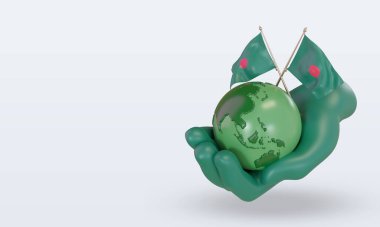 3d Dünya çevresi günü Bangladeş bayrağı doğru görünüm oluşturur