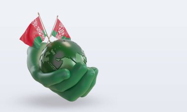 3d Dünya Çevre Günü Belarus bayrağı sol görünümü yansıtıyor