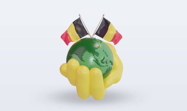 3d Dünya Çevre Günü Belçika bayrağı ön görünüm oluşturma