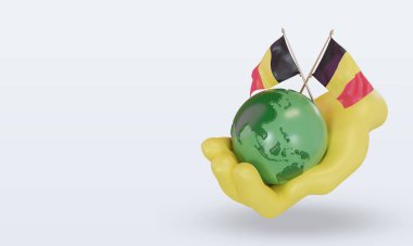 3d Dünya Çevre Günü Belçika bayrağı sağ görünüm oluşturma