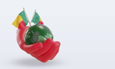 3d Dünya Ortamı Günü Benin bayrağı sol görünümü yansıtıyor
