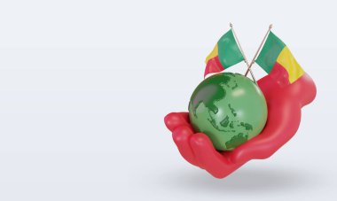 3d Dünya Ortam Günü Benin bayrak görüntüleme sağ görünüm