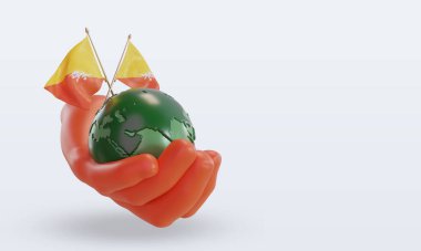 3d Dünya Ortamı Günü Bhutan bayrağı sol görünümü yansıtıyor
