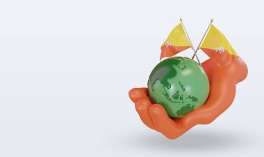 3d Dünya Ortam Günü Bhutan bayrağı sağ görünüm oluşturma