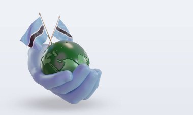 3d Dünya Ortamı Günü Botswana bayrağı sol görünümü yansıtıyor
