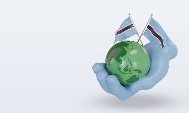 3d Dünya Çevre Günü Botswana bayrağı sağ görünümü görüntülüyor