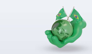 3d Dünya Çevre Günü Brezilya bayrağı sağ görüşü yansıtıyor