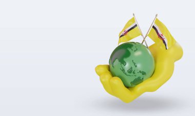 3d. Dünya Çevre Günü Brunei Darussalam bayrağı sağ görüşü yansıtıyor