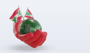 3d Dünya Ortamı Günü Burundi bayrağı sol görünümü yansıtıyor
