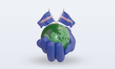 3d Dünya Ortam Günü Cape Verde bayrağı ön görünüm oluşturma