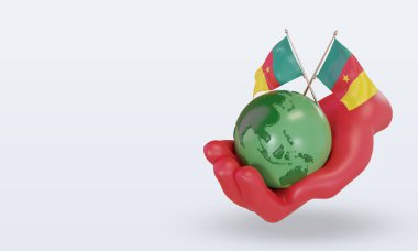 3d Dünya Çevre Günü Kamerun bayrağı görüntüleme sağ görünüm
