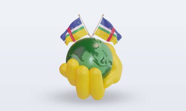 3d Dünya Çevre Günü Orta Afrika Cumhuriyeti bayrağı cephe görüntüsü veriyor