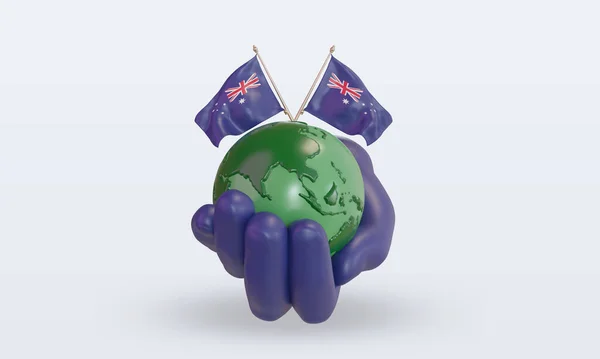 Día Mundial Del Medio Ambiente Australia Bandera Representación Vista Frontal —  Fotos de Stock