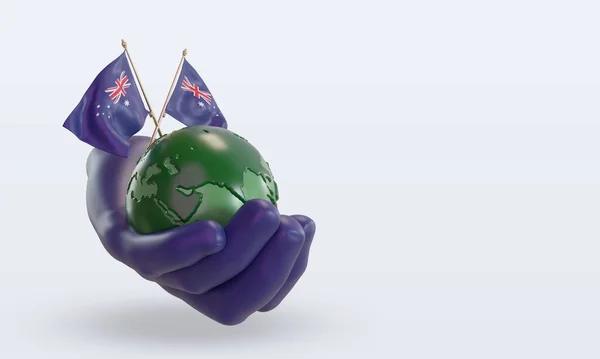 Día Mundial Del Medio Ambiente Bandera Australia Representación Vista Izquierda —  Fotos de Stock