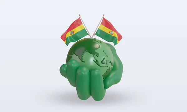 Światowy Dzień Środowiska Boliwia Flaga Renderowania Widok Przodu — Zdjęcie stockowe
