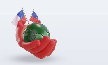 3d Dünya Çevre Günü Şili bayrağı sol görünümü yansıtıyor