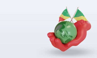 3d Dünya Çevre Günü Kongo Cumhuriyeti bayrağı sağ görüşü yansıtıyor