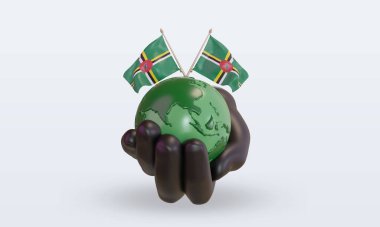 3d Dünya Çevre Günü Dominica bayrağı ön görünüm oluşturma