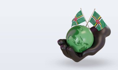 3d Dünya Çevre Günü Dominica bayrağı sağ görünümü görüntülüyor