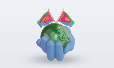3d Dünya Çevre Günü Eritre bayrağı ön görünüm oluşturma