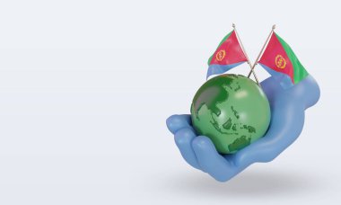 3d Dünya Çevre Günü Eritre bayrağı sağ görünüm oluşturma
