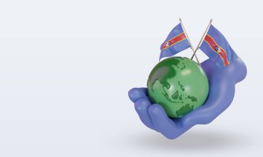3d Dünya Ortamı Günü Eswatini bayrağı sağ görünümü görüntülüyor