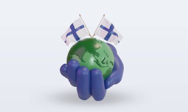 3d. Dünya Çevre Günü Finlandiya ön görünüm sunma bayrağı