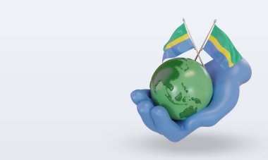 3d Dünya Ortam Günü Gabon bayrağı sağ görünüm oluşturma