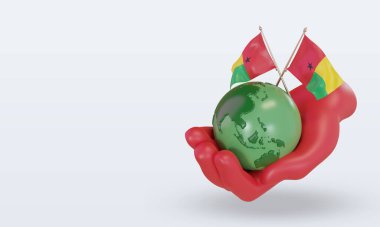 3d Dünya Çevre Günü Gine bayrağı sağ görünüm oluşturma