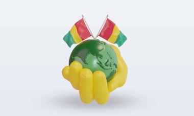 3d Dünya Çevre Günü Gine Bissau bayrağı ön görünüm oluşturuyor