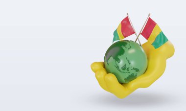 3d Dünya Çevre Günü Gine Bissau bayrağı sağ görünümü görüntülüyor