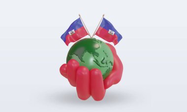 3d Dünya Ortamı Günü Haiti bayrağı ön görünüm oluşturma
