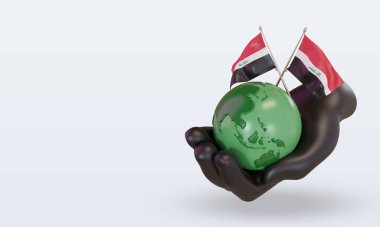 3d Dünya Çevre Günü Irak bayrağı sağ görüşü yansıtıyor