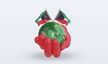 3d Dünya Ortamı Günü Kuveyt bayrağı ön görünüm oluşturma