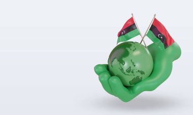 3d Dünya Çevre Günü Libya bayrağı sağa bakıyor