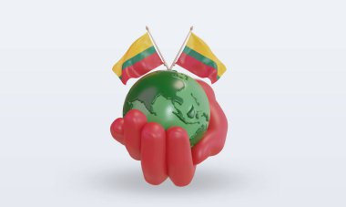 3d Dünya Çevre Günü Litvanya bayrağı ön görünüm oluşturma