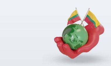 3d Dünya Çevre Günü Litvanya bayrağı doğru görünüm oluşturma