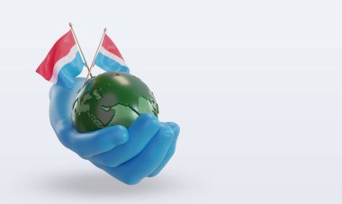3d Dünya Ortamı Günü Lüksemburg bayrağı sol görünümü yansıtıyor