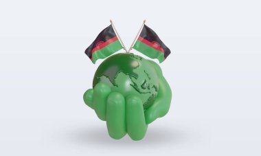 3d Dünya Ortam Günü Malawi bayrağı ön görünüm oluşturma