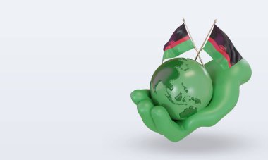 3d Dünya Ortam Günü Malawi bayrağı sağ görünüm oluşturma