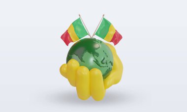 3d Dünya Ortamı Günü Mali bayrağı ön görünüm oluşturma