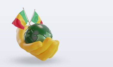 3d Dünya Ortamı Günü Mali bayrağı sol görünümü yansıtıyor