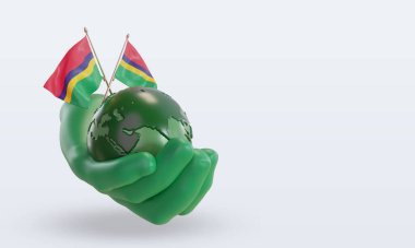 3d Dünya Ortamı Günü Mauritius bayrağı sol görünümü yansıtıyor