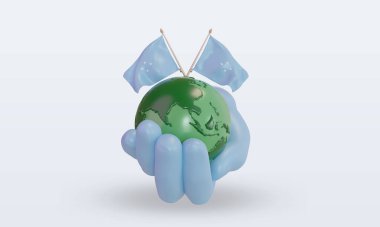3d Dünya Çevre Günü Mikronezya bayrağı ön görünüm oluşturma