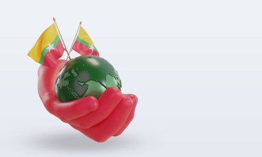 3d Dünya Ortamı Günü Myanmar bayrağı sol görünümü yansıtıyor